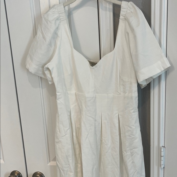 a new day White Sweetheart Cotton Midi Dress with Short Sleeves & Pockets - Picture 7 of 11